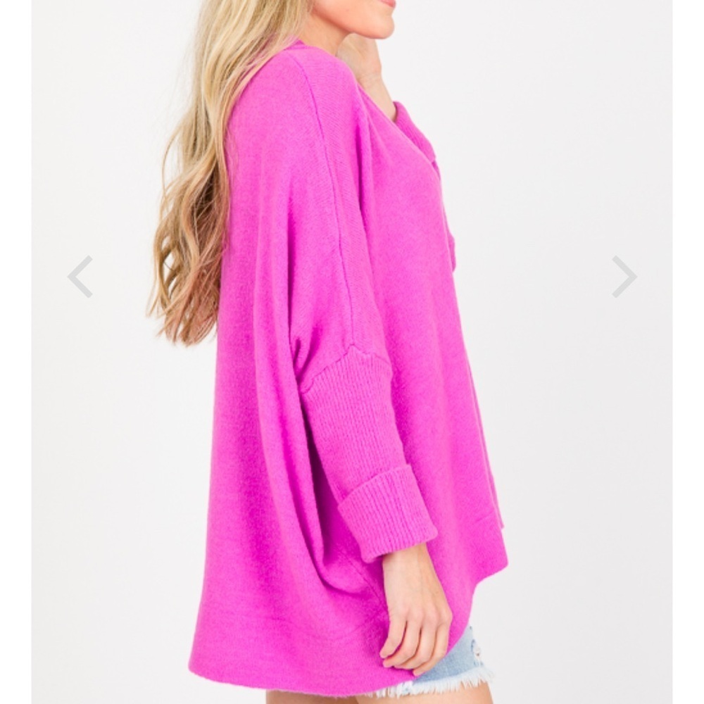 💌 &merci V-NECK PULLOVER SWEATER, ELECTRIC ORCHID - Picture 2 of 6